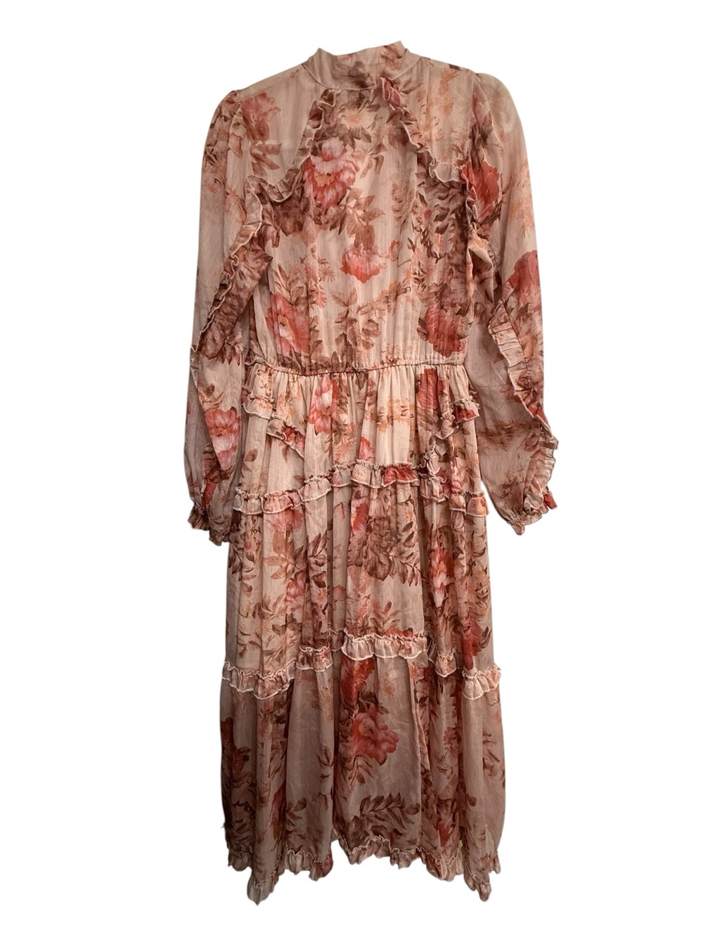 Danity Paris Blush Pink Boho Floral Tie-Neck Maxi Dress - - Picture 2 of 3